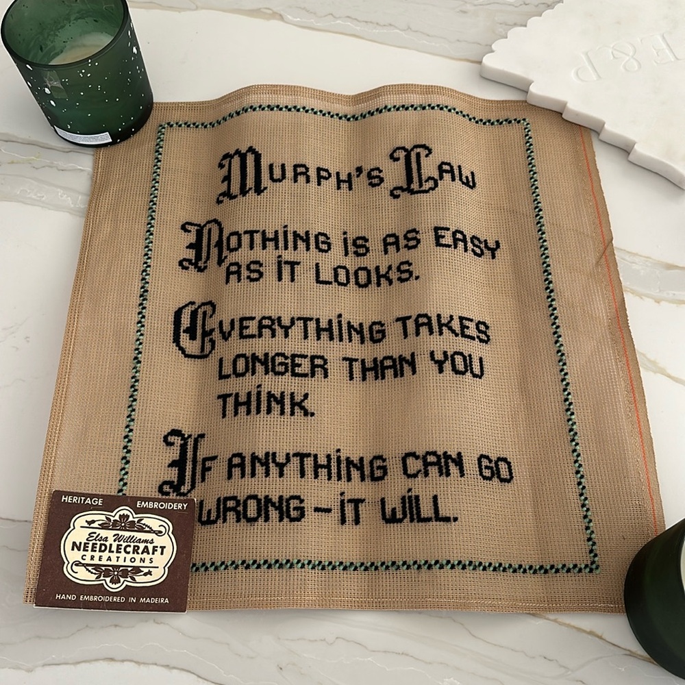 Elsa Williams Needlepoint "Murphy's Law" Canvas 18x18 Penelope Canvas NWT